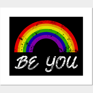 Be You Pride LGBTQ Gay LGBT Ally Rainbow Flag Posters and Art